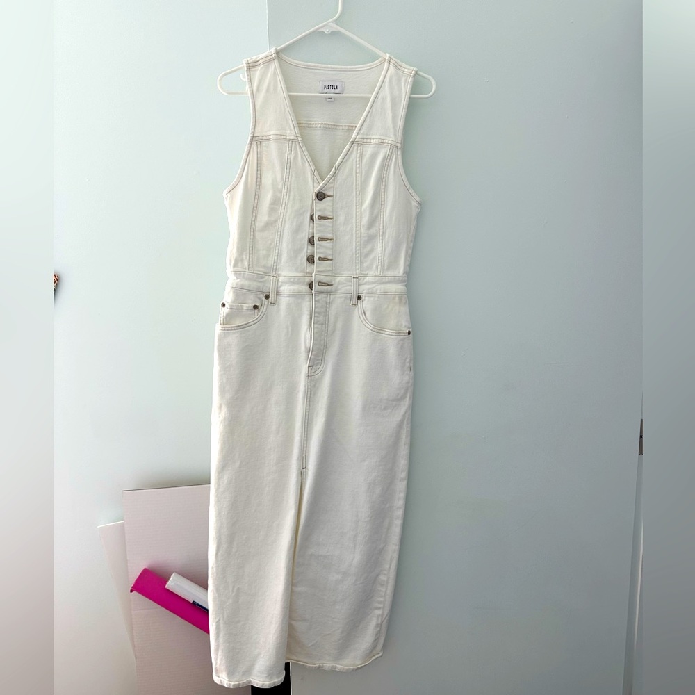 New Pistola white Jean dress, work once